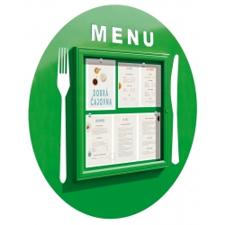 Restauračn&iacute; vitr&iacute;na Kruhov&eacute; menu 750x750 mm